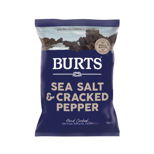 BURTS British Potato Chips Sea Salt & Cracked Pepper 150g