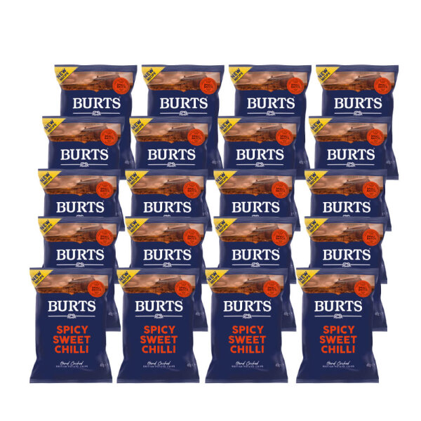 BURTS 1 Karton - British Potato Chips Spicy Sweet Chilli 20x40g (Kleine Tüte)