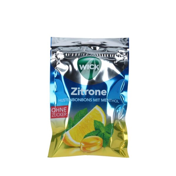 Wick Zitrone & natürliches Menthol ohne Zucker - 72g Beutel
