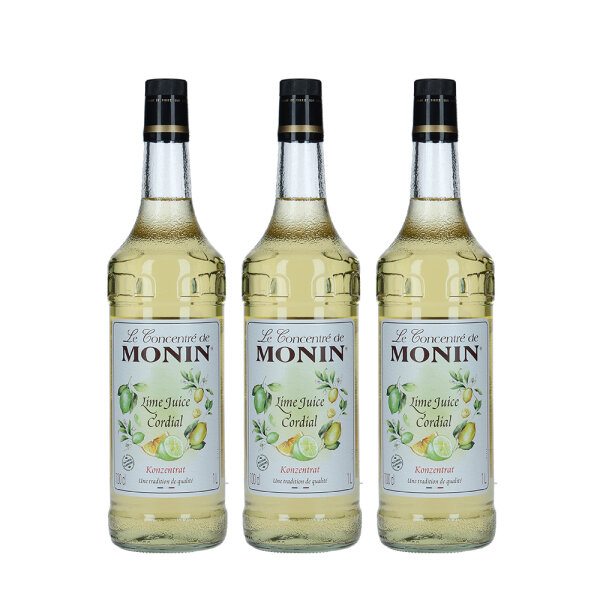 3x Monin Lime Juice Cordial 1L