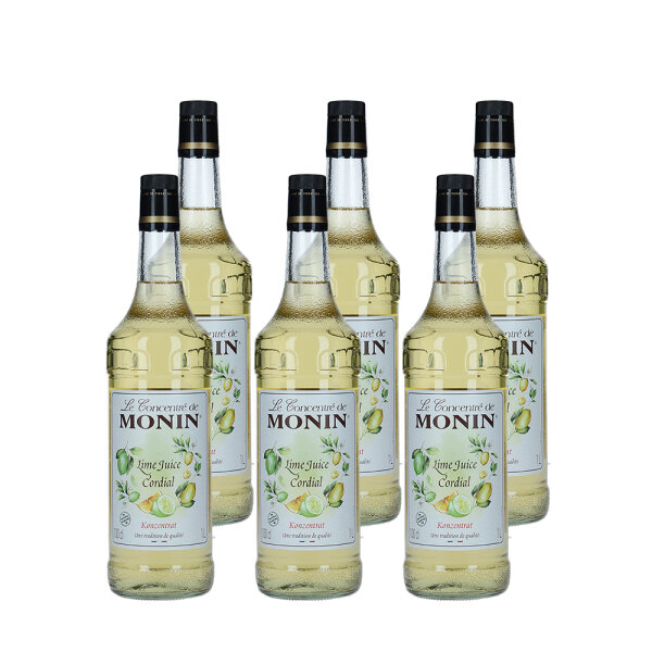 6x Monin Lime Juice Cordial 1L